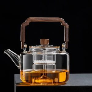Heat-Resistant Glass Teapot with Infuser - Integrated Steaming & Boiling Kettle for Home and Office