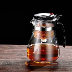 Heat Resistant Glass Teapot with One-Click Filtering, Premium Tea Maker Coffee Pot Home Teaware Set