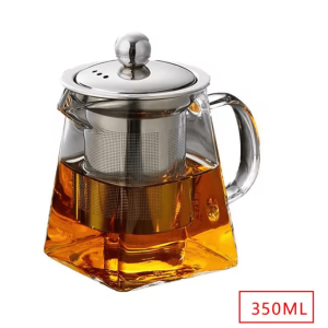 Heat Resistant Glass Teapot with Stainless Steel Infuser Clear Kettle for Loose Leaf Tea and Coffee