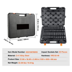 Heavy Duty 6 Point Impact Socket Set for Auto Repair