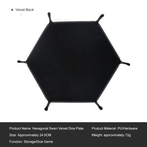 Hexagonal Leather Dice Tray with Storage Box - PU Velvet Board Game Accessories