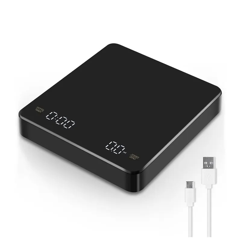 High Precision Kitchen Scale, Digital Coffee Scale with Timer LED, Espresso USB 3kg Max Weighing