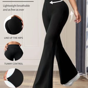 High Waisted Slim Fit Flared Pants for Women