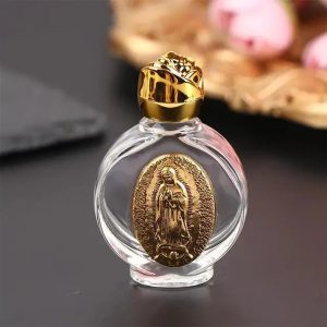 Holy Water Bottle Cross Sculpture Virgin Religious Bottle