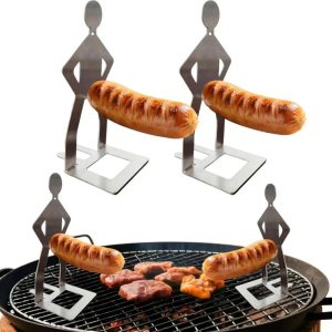 Humanoid Stainless Steel BBQ Sausage Holder - Funny Outdoor Grilling Tool & Portable Sausage Rack