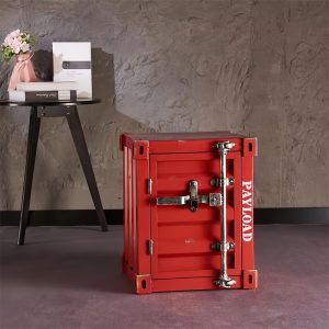 Industrial Style Cabinet Coffee Table & Side Table, Iron Creative Bedside Cabinet with Small Storage Cabinet