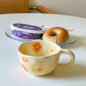 Irregular Flower Ceramic Mug for Coffee or Tea