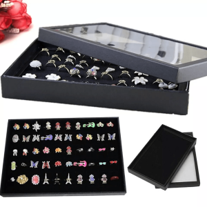 Jewelry Ring Display Organizer Tray Holder Storage Box for Earrings & Rings