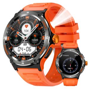 KT76 Smart Watch Waterproof Men Sport, Compass, LED Flashlight, Heart Rate Monitor, Sleep, Bluetooth Call