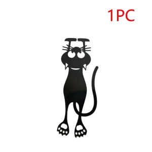 Kawaii Black Cat Bookmarks, Plastic Animal Bookmark for Creative Stationery Gifts