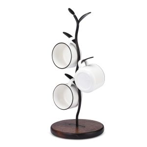 Kitchen Counter Organizer, Black Countertop Mug Tree Stand, Coffee Cup Display Storage Rack