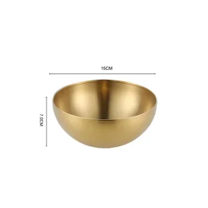 Korean Style Food Container, Golden Stainless Steel Salad Bowls, Large Capacity Soup Rice Noodle Kitchen Tableware