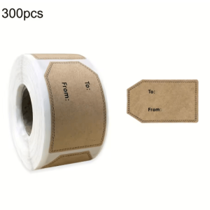 Kraft Paper Handmade Gift Tag Stickers (300-Pack) - Decorative Packaging & Party Labels