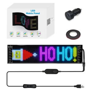 LED Matrix Pixel Panel, Scrolling Bright Advertising LED Signs, Flexible USB 5V LED Car Sign, Bluetooth App Control