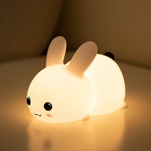 LED Rabbit Night Light Remote Control Dimmable RGB Silicone Bunny Lamp for Children Baby Toy Touch Sensor Rechargeable
