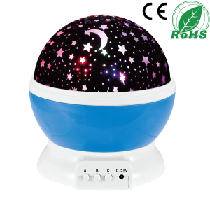 LED Starry Night Sky Projector Lamp for Kids Rotating Moon Star Cosmos Light, Bedroom Nightlight, USB Battery Powered