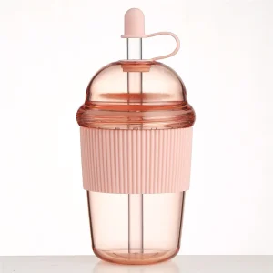 Large Capacity Heat-Resistant Boba Tea Straw Cup, Plastic Tumbler with Lid, Coffee Milk Tea & Boba Water