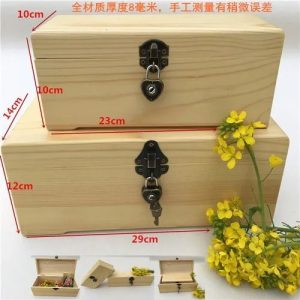 Large Pine Wood Locking Storage Box Rectangular Wooden Chest