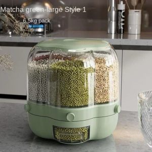 Large Rotating Food Storage Container with 360 Degree Dispenser for Rice and Grains