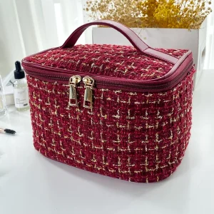 Large Storage Bag for Makeup, Portable New Women's Bag, Fashionable Knitted Style Makeup Case