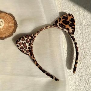 LeopardLuxe Cat Ear Headband - Chic Leopard Print Fabric Hair Accessory