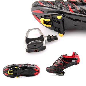 Lightweight Cycling Pedals Cleat Set, Self Locking Bike Cleats, Platform Bearings Pedals for Road and Indoor Bikes