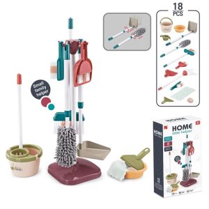 Little Helper Pretend Play Cleaning Set with Toy Vacuum Cleaner and Storage Rack