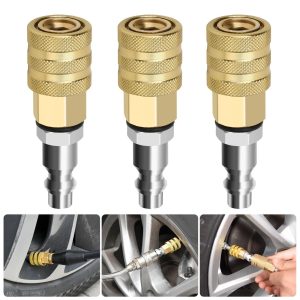 Lock-On Air Chuck NPT Female & Male Quick Plug, Leak-Free Tire Inflation for Trucks, Cars, Bikes