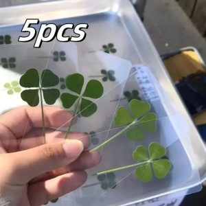 Lucky Four Leaf Clover Transparent Wishing Cards for Bookmarks and Decor