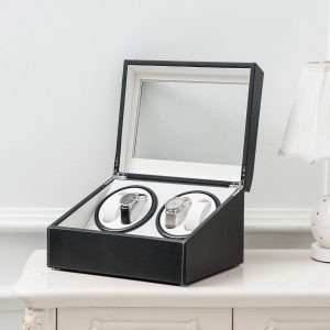 Luxury Automatic Rotation Leather Watch Storage Box, Elegant Wood Display Case for Watches, Perfect Watch Organizer Box