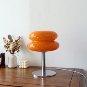 Macaron Glass Table Lamp, Trichromatic Dimmable Night Light, Eye Protection Bedside Lamp for Living Room
