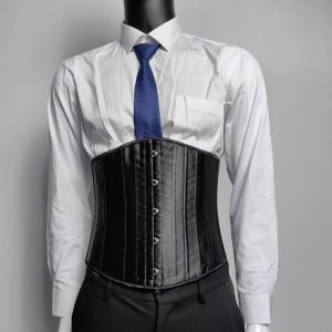 Mens 26 Steel Boned Corset Waist Trainer - Lace-Up Medieval Vintage Abdomen Control Waist Slimmer with 5 Buckles