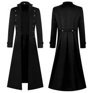 Men's Retro Jacket, Victorian Gothic Trench Coat, Medieval Long Coat