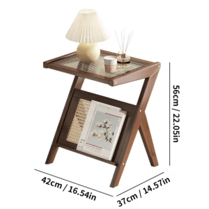 Mid Century Boho Rattan Bamboo Side Table Acrylic Coffee Table Record Player Stand