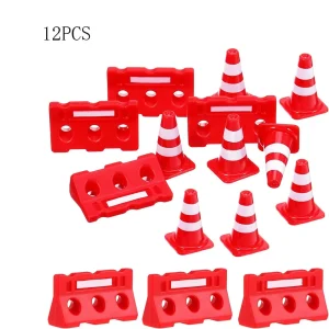 Mini Construction Traffic Sign Set, Mini Plastic Road Street Signs, Toys For Kids, Cone Construction Theme Party Gift