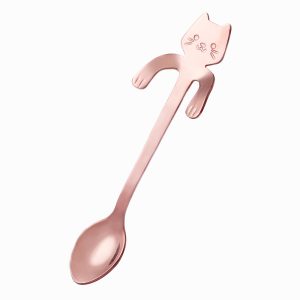 Mini Cute Cat Coffee Spoon Stainless Steel Teaspoon Dessert Snack Scoop Ice Cream Milk Children Spoons Tableware Kitchen Tools