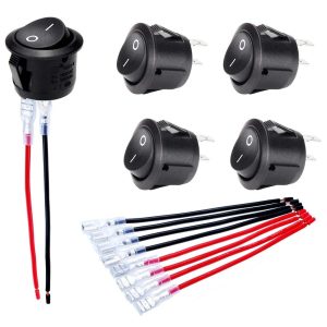 Mini Round Rocker Switch Set with ON and OFF Function for 12 Volt Applications