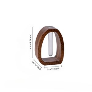 Mini Water-grown Vase, Creative Solid Wood Flower Utensil with Simple Glass Plant Insert