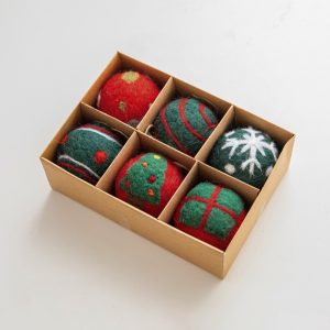 Mini Wool Christmas Tree Baubles, Handcrafted Felt Snowflake Ornaments, Festive Home & Gift Decor