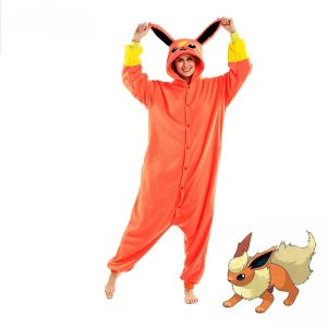 Miniso Flareon Kigurumi, Anime Cosplay Costume, One Piece Pajamas For Women and Men, Halloween Christmas Gift