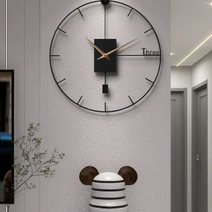 Modern Stylish Wall Clock Luxury Design, Large Swingable Pendulum Clock, Vintage Wall Decor for Living Room and Home