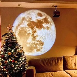 Moon Earth Projection Lamp, USB Ceiling Atmosphere Light, 3D Space Night Light for Bedroom Decor