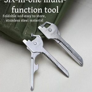 Multi Function Folding Tool Keychain, EDC Utility Pocket Plier Opener Screwdriver Outdoor Survival Rescue Tool Key Ring
