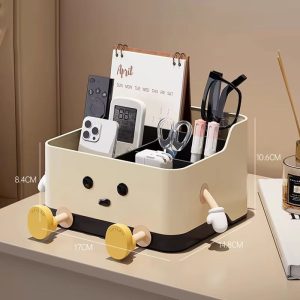 Multi-Use Desktop Storage Box Remote Control Organizer and Cosmetic Storage Shelf for Office Dorm and Living Room