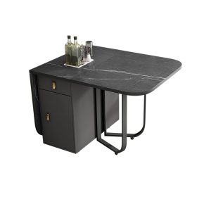 Multifunctional Movable Fashion Folding Dining Table, Rectangle Dining Table with Folding Chairs, Space-Saving Furniture