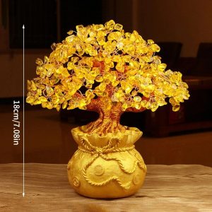 Natural Crystal Fortune Tree Money Tree Topaz Decor for Wealth Luck and Positive Energy