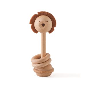 Newborn Rattle Teething Toys, Baby Wooden Montessori Toys, Cartoon Animal Rabbit Crocodile Blocks, Wooden Ring Rattle