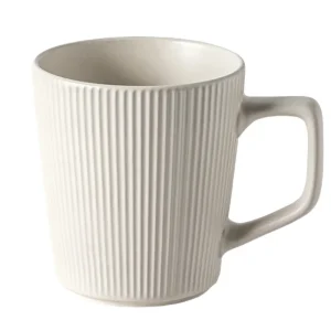 Nordic Style Milk Coffee Mug, Embossment Ceramics Mug, Practical Household Water Cup, Striped Solid Color Design with Ha