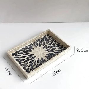 OceanGlow Rectangular Shell Tray Colorful Decorative Storage Board