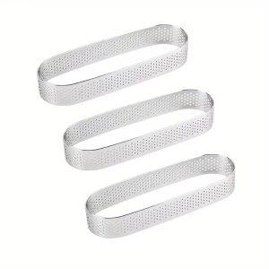 Oval Stainless Steel Perforated Tart Ring Set - 3/6-Piece Muffin Tart Mold Kit